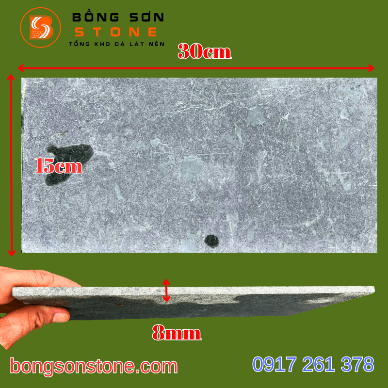 Đá xanh Thanh Hóa 10x20x0,5cm