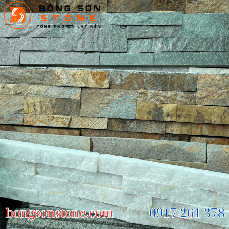 Đá ghép ốp tường 10x50cm 3 Đá ghép ốp tường là đá tự nhiên có khả năng chịu lực tốt
