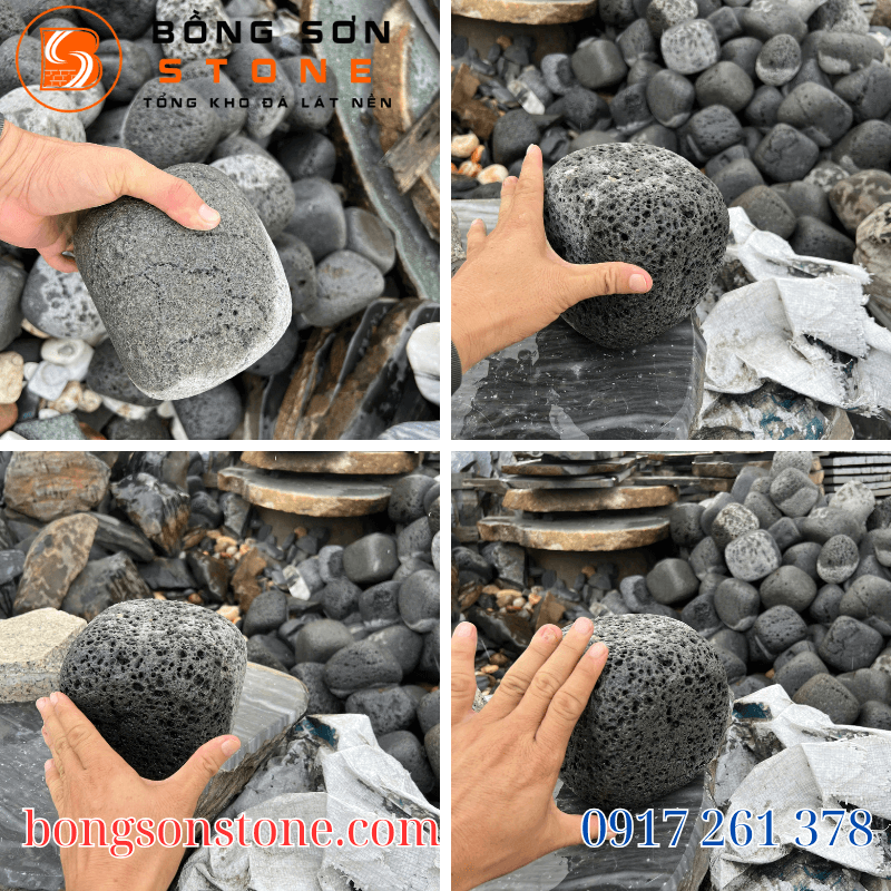 Đá Ong Xám cuội quay trang trí 2 Đá Ong Xám cuội quay trang trí