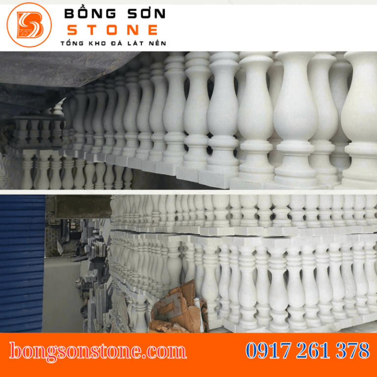 Lan can lục bình đá trắng tự nhiên 5 Bồng Sơn Stone chuyên cung cấp lục bình đá làm lan can