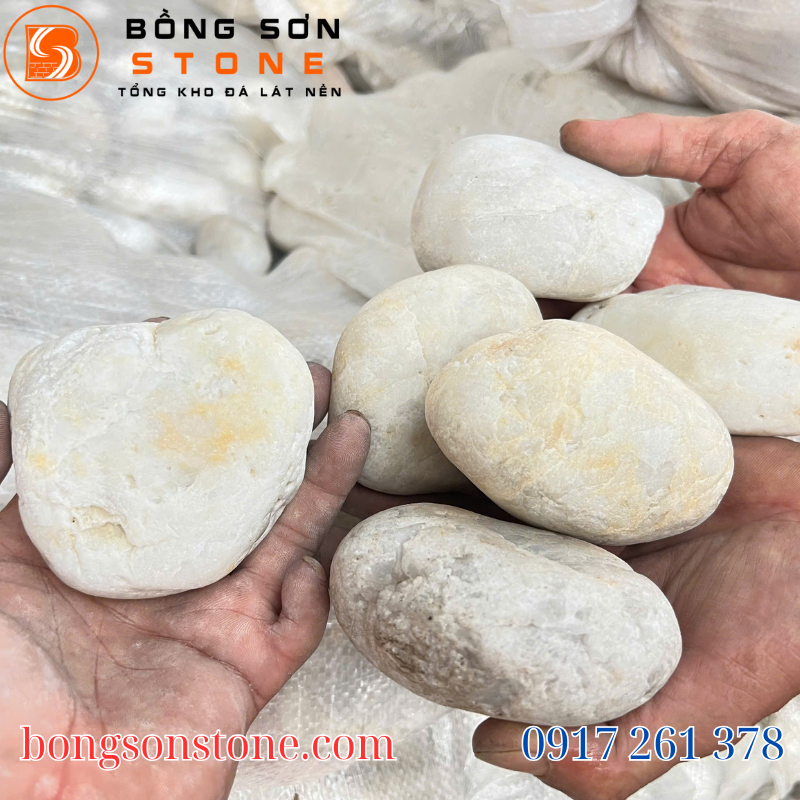 Đá cuội trắng quay 6x8cm 2 Đá cuội trắng quay 6x8cm