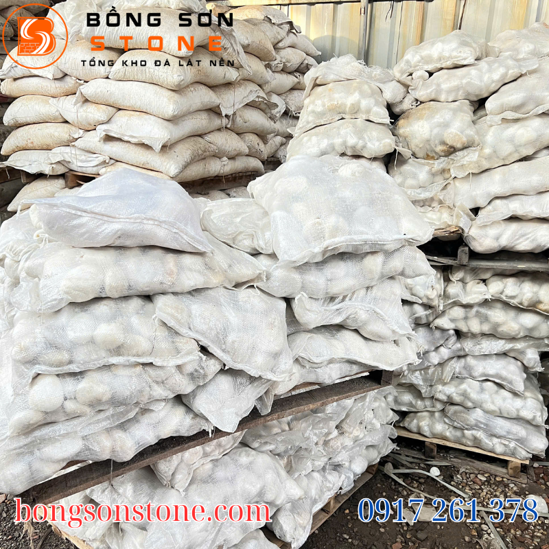 Đá cuội trắng quay 6x8cm 6 Bồng Sơn Stone cung cấp đá sỏi, đá cuội quay đa dạng mẫu mã