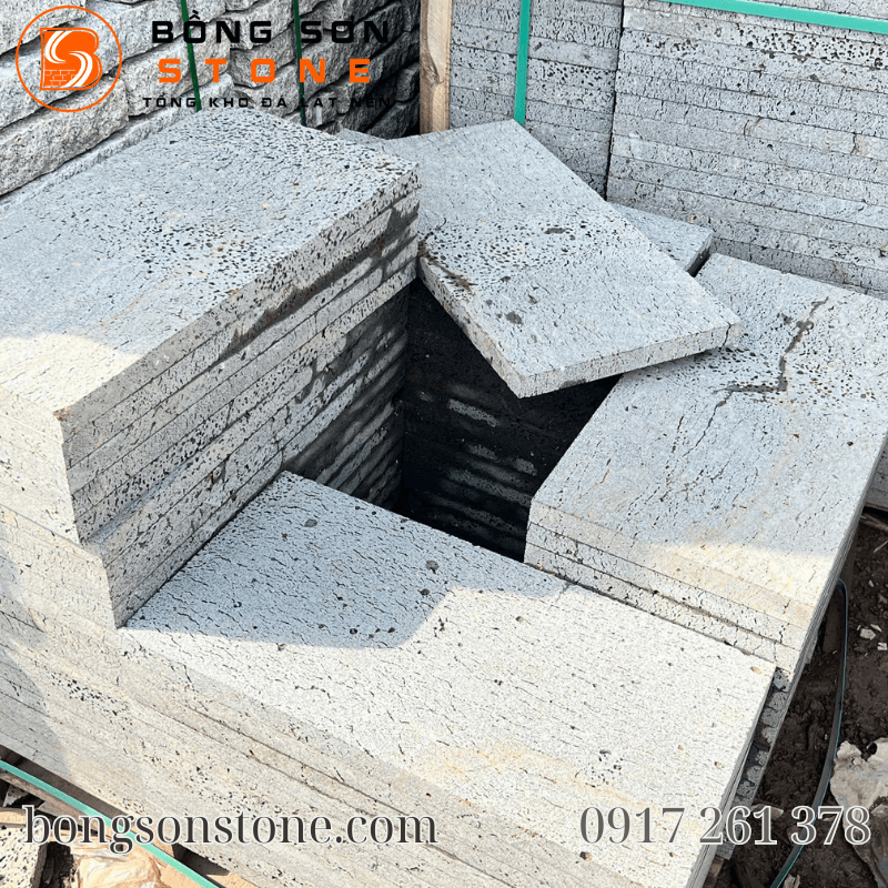 Đá ong xám 30x60x3cm tự nhiên ốp lát tường, lối đi, hồ cá sân vườn 5 Bồng Sơn Stone cung cấp đá ong xám nhiều kích thước