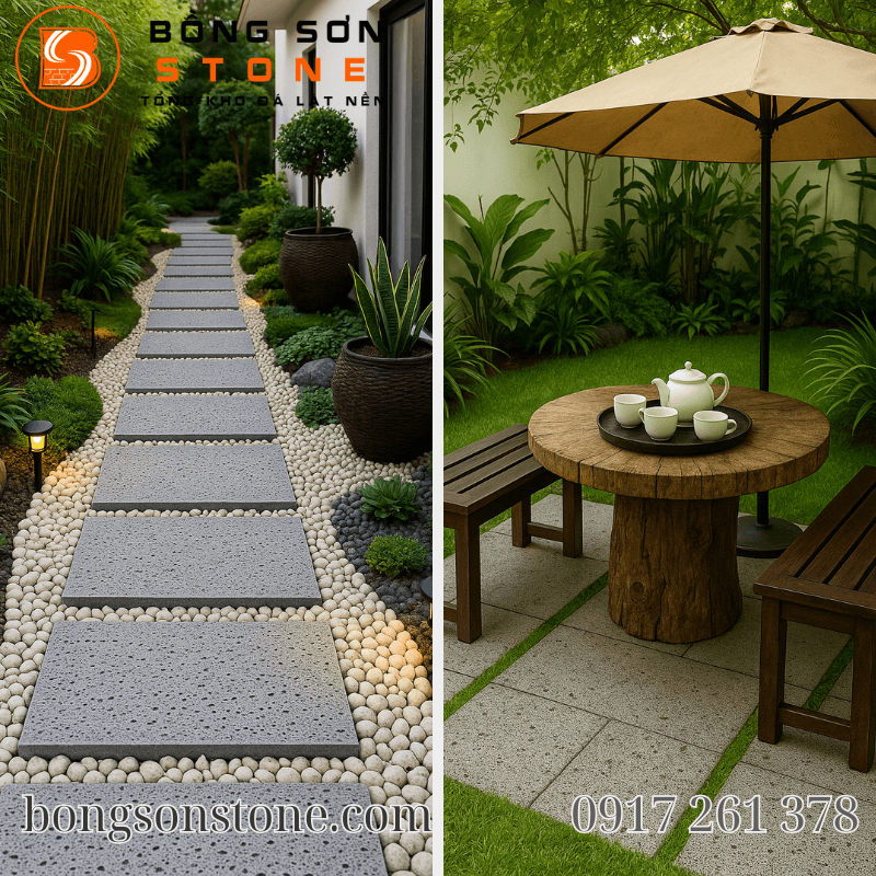 Đá ong xám 30x60x3cm tự nhiên ốp lát tường, lối đi, hồ cá sân vườn 4 Đá ong xám 30x60 được ứng dụng trong ốp lát tường, lối đi, hồ cá sân vườn