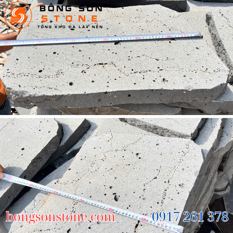 Đá thớt bước dậm ong xám cho sân vườn, tiểu cảnh, hồ cá 2 Mặt đá được xử lý khò lửa hoặc giữ nguyên bề mặt thô tự nhiên