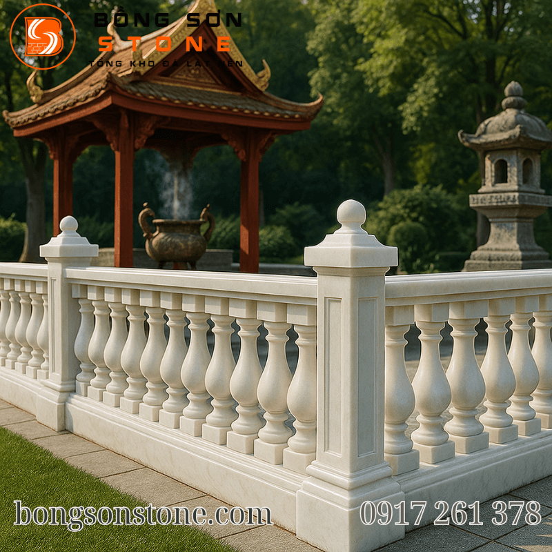Lục bình đá được sử dụng rộng rãi để làm lan can quanh sân, bậc tam cấp, hay các khu vực thờ cúng