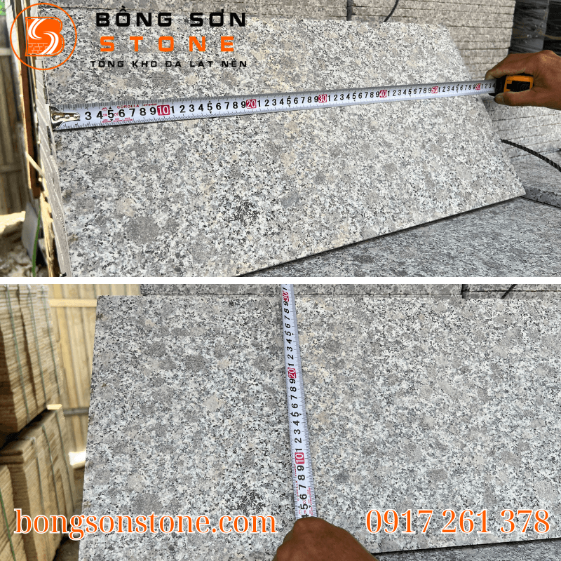 Đá granite tím hoa cà khò mặt có kích thước tiêu chuẩn 30x60x2cm