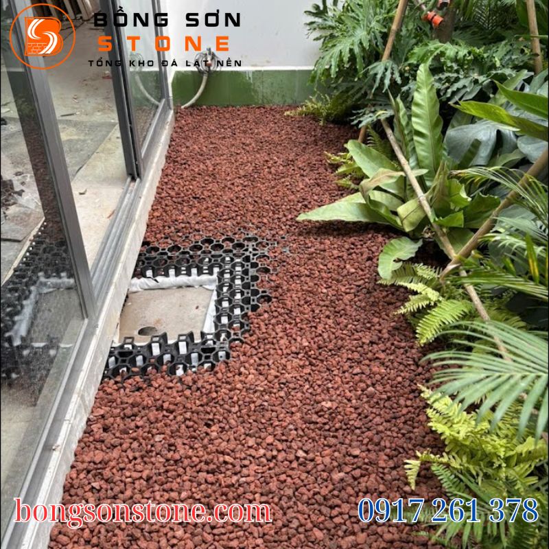 Đá nham thạch đỏ lọc nước, rải sân vườn, tiểu cảnh 1 đá nham thạch lava đỏ
