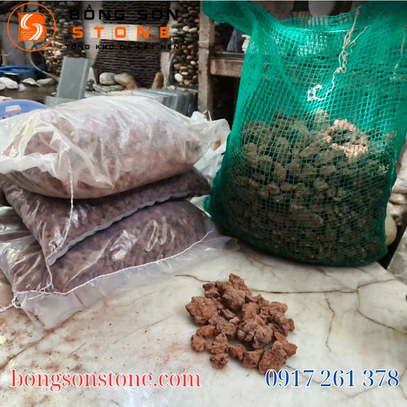 Đá nham thạch đỏ lọc nước, rải sân vườn, tiểu cảnh 5 Giá đá nham thạch đỏ tại Bồng Sơn Stone