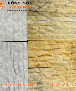 Đá Chẻ Sóng Trắng Vàng 10x20cm ốp tường trang trí