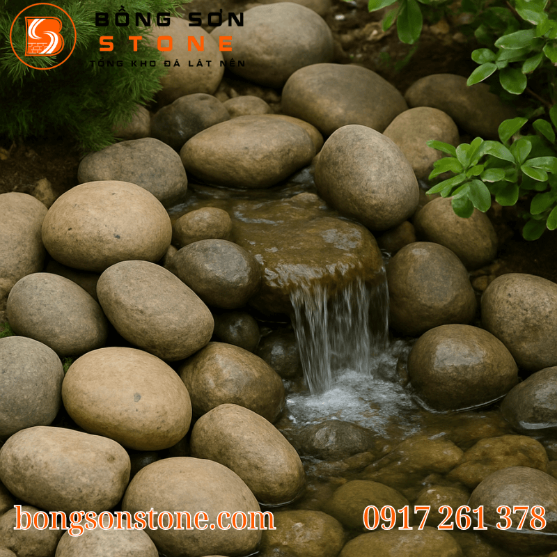 Đá suối tự nhiên là vật liệu không thể thiếu để xây dựng tiểu cảnh non bộ và tiểu cảnh thác nước mini
