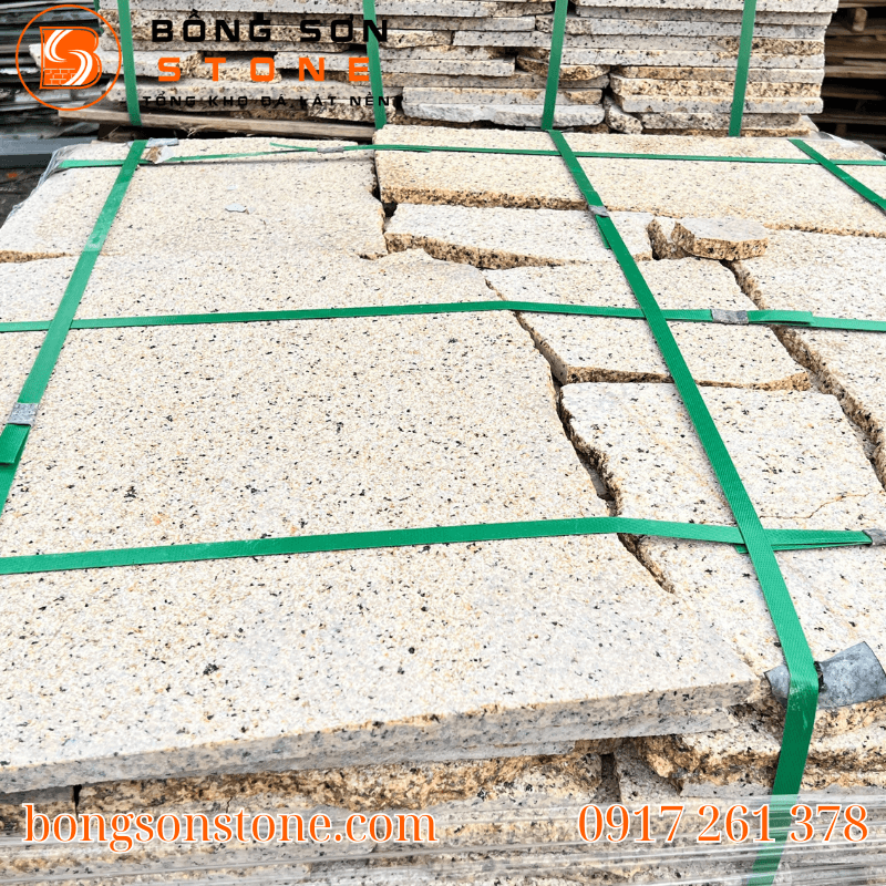 Đá rối Granite vàng băm ốp tường trang trí 1 Đá rối Granite vàng băm ốp tường
