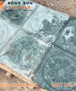 Đá Xanh Thanh Hóa hoa văn 40x40x2cm lát sân đình, chùa, nhà thờ, biệt phủ