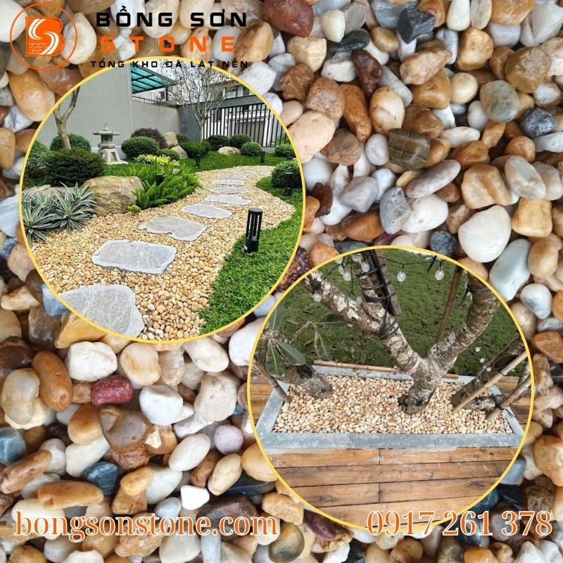 Trong thiết kế sân vườn, sỏi biển tự nhiên là một vật liệu đa năng