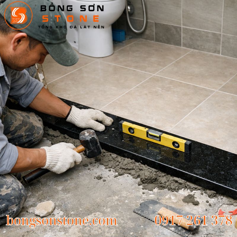 Đá ngạch cửa nhà vệ là tấm đá lắp đặt ngay ở vị trí chân cửa nhà vệ sinh