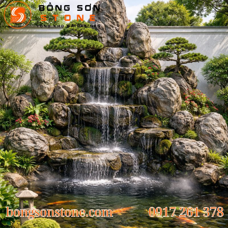 Đá vân mây làm hòn non bộ