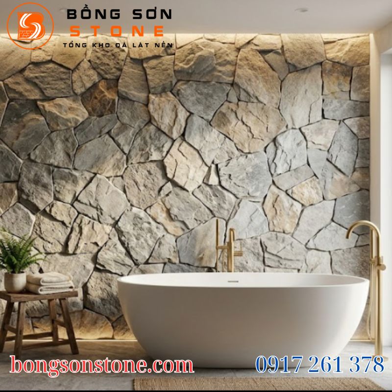 5 Mẫu Đá Ốp Tường Nhà Tắm Tự Nhiên Giúp Không Gian Sang Trọng 2 Vẻ đẹp đẳng cấp của đá ốp tường nhà tắm với hệ vân độc bản, tạo không gian thư giãn như resort cao cấp.