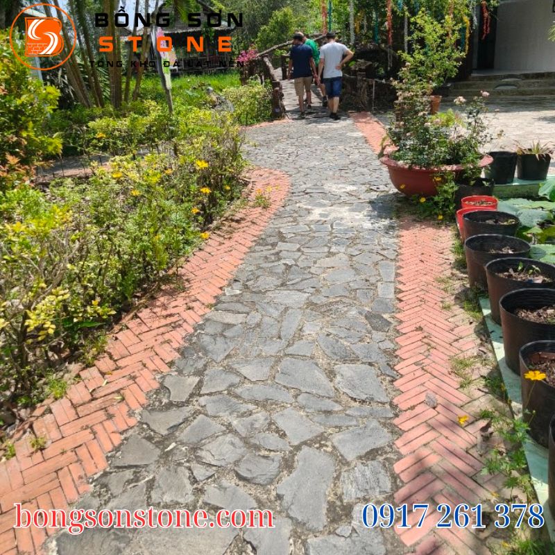 Đá Chẻ Đen Đà Nẵng 30x60cm Ốp Tường Trang Trí Ngoại Thất Đẹp, Bền 4 da che den da nang 30x60 3