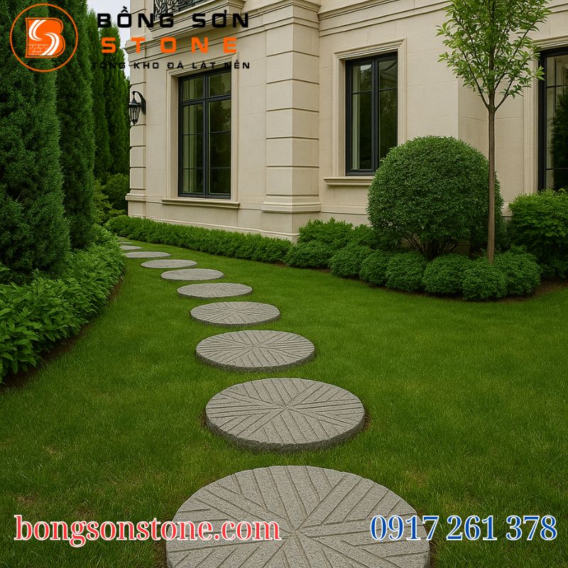 Đá lát sân vườn trồng cỏ đẹp – Giải pháp trang trí sân vườn tự nhiên bền vững 6 da lat san vuon trong co 2