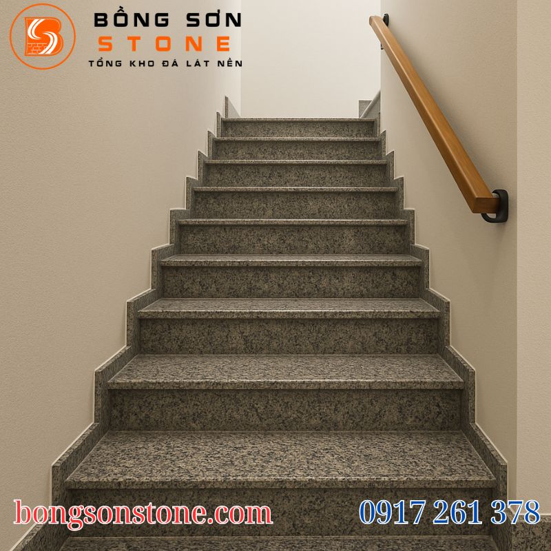 Phối màu đá cầu thang hiện đại làm điểm nhấn trung tâm không gian sống