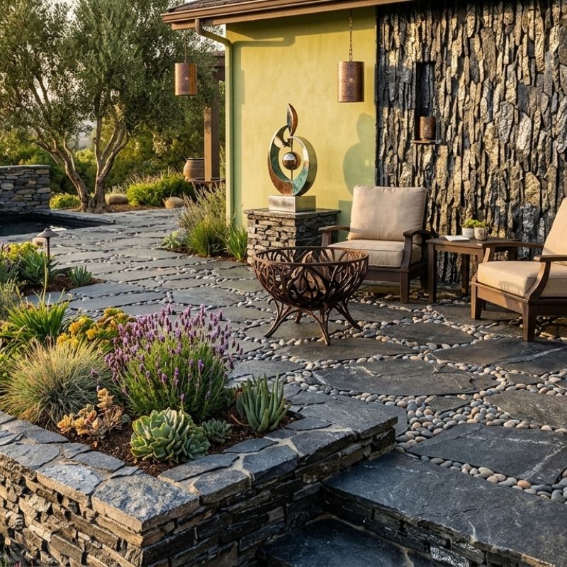 Đá Rối Đen Ánh Kim Tự Nhiên Lát Nền Ốp Tường Cao Cấp 4 Đá rối đen ánh kim được sử dụng rộng rãi trong nhiều hạng mục công trình