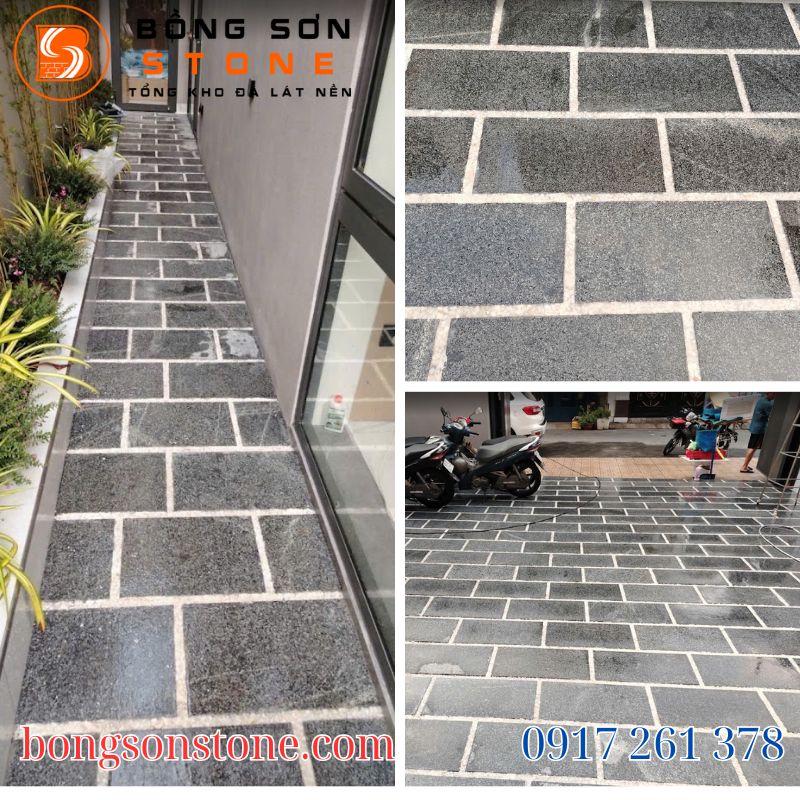 Hình ảnh đá granite được ứng dụng linh hoạt từ lát nền, ốp tường đến sân vườn, mang lại vẻ đẹp bền vững cho công trình.