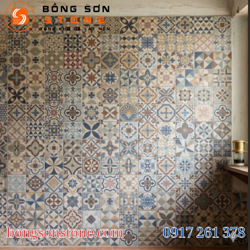 Mẫu gạch vintage lát nền phòng khách sang trọng và gần gũi
