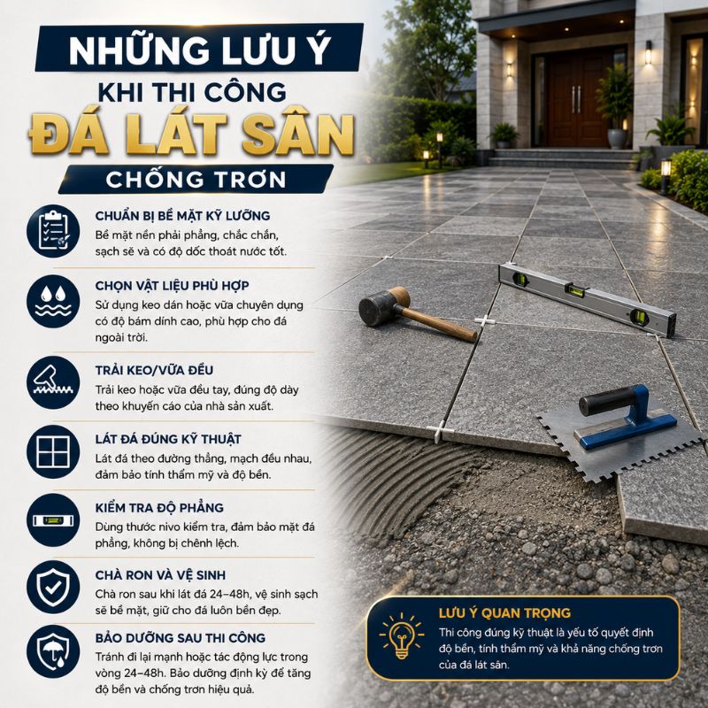 Một mẫu đá tốt chỉ phát huy được 100% công năng khi được thi công đúng kỹ thuật.