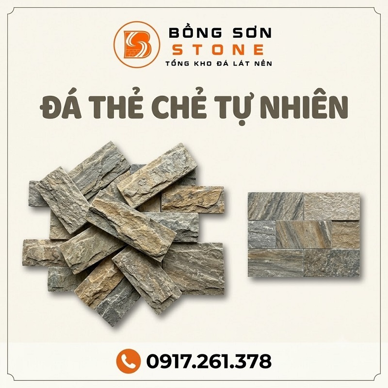 Những viên Đá thẻ chẻ tự nhiên với vân đá thô mộc sẽ biến những bức tường thô ráp trở thành tác phẩm nghệ thuật cuốn hút.