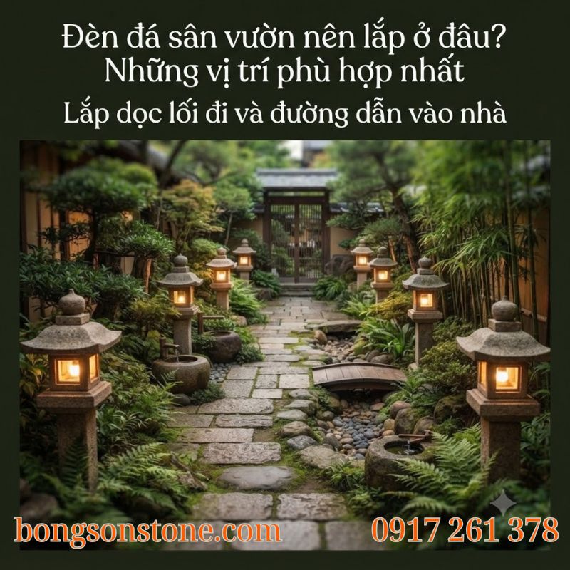 Sự kết hợp hoàn hảo giữa đèn lồng đá kiểu Nhật và kiến trúc cổng sắt rèn tạo nên điểm nhấn ấn tượng, sang trọng và ấm cúng cho khu vực tường rào.